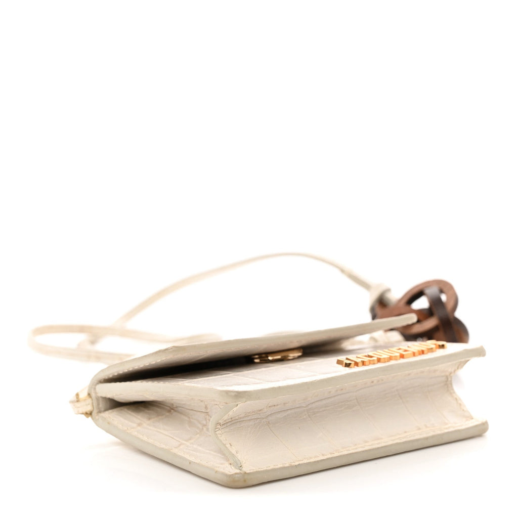 Calfskin Crocodile Embossed Le Riviera White