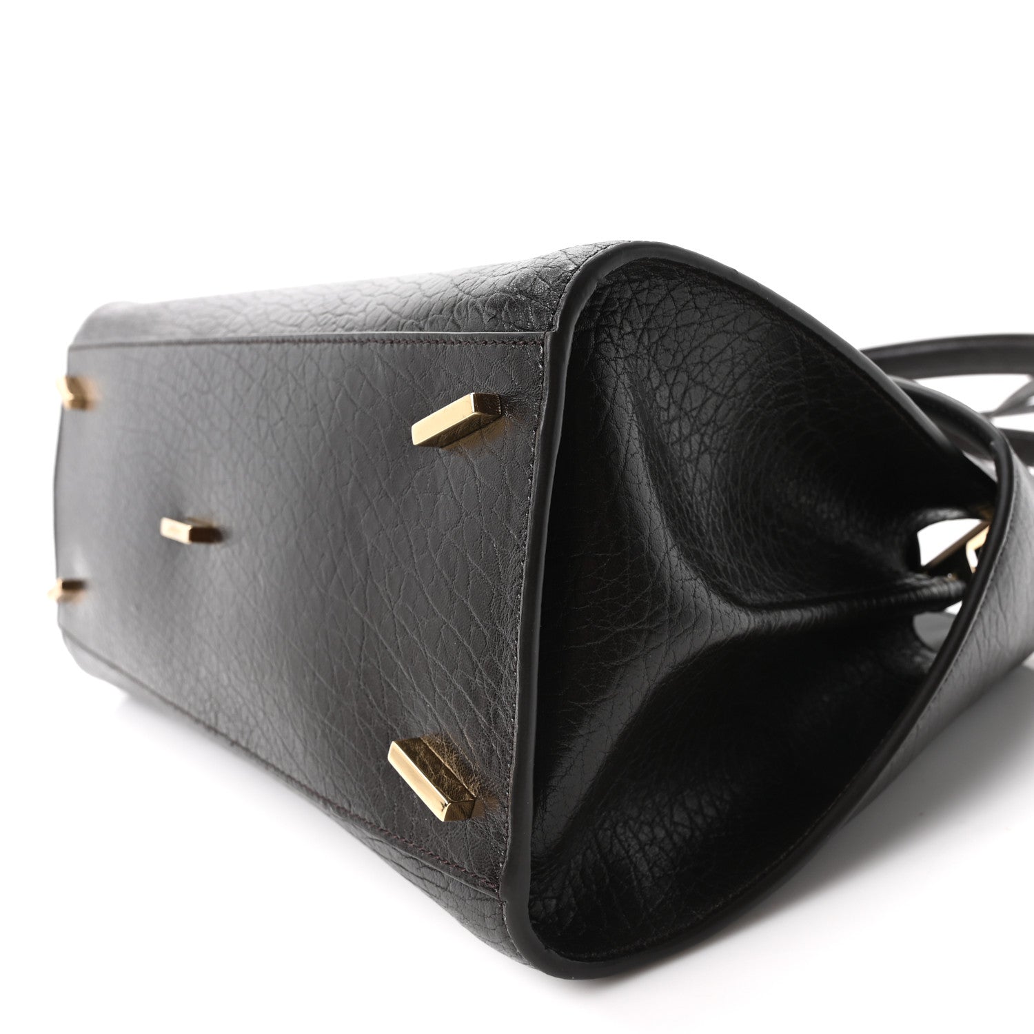 Washed Calfskin Medium Hug Soft Bicolor Shoulder Bag Black Testa Di Moro