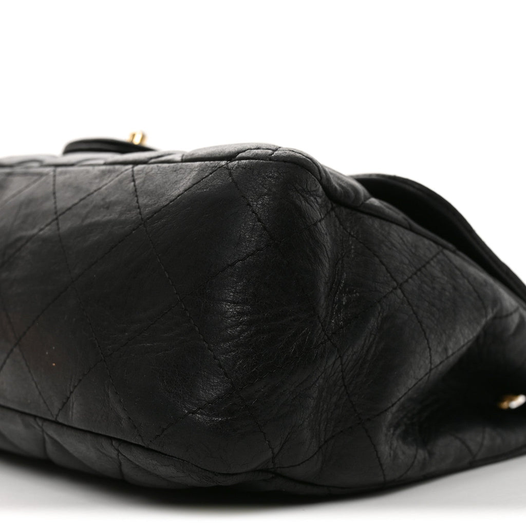 Lambskin Quilted Jumbo Single Flap Black