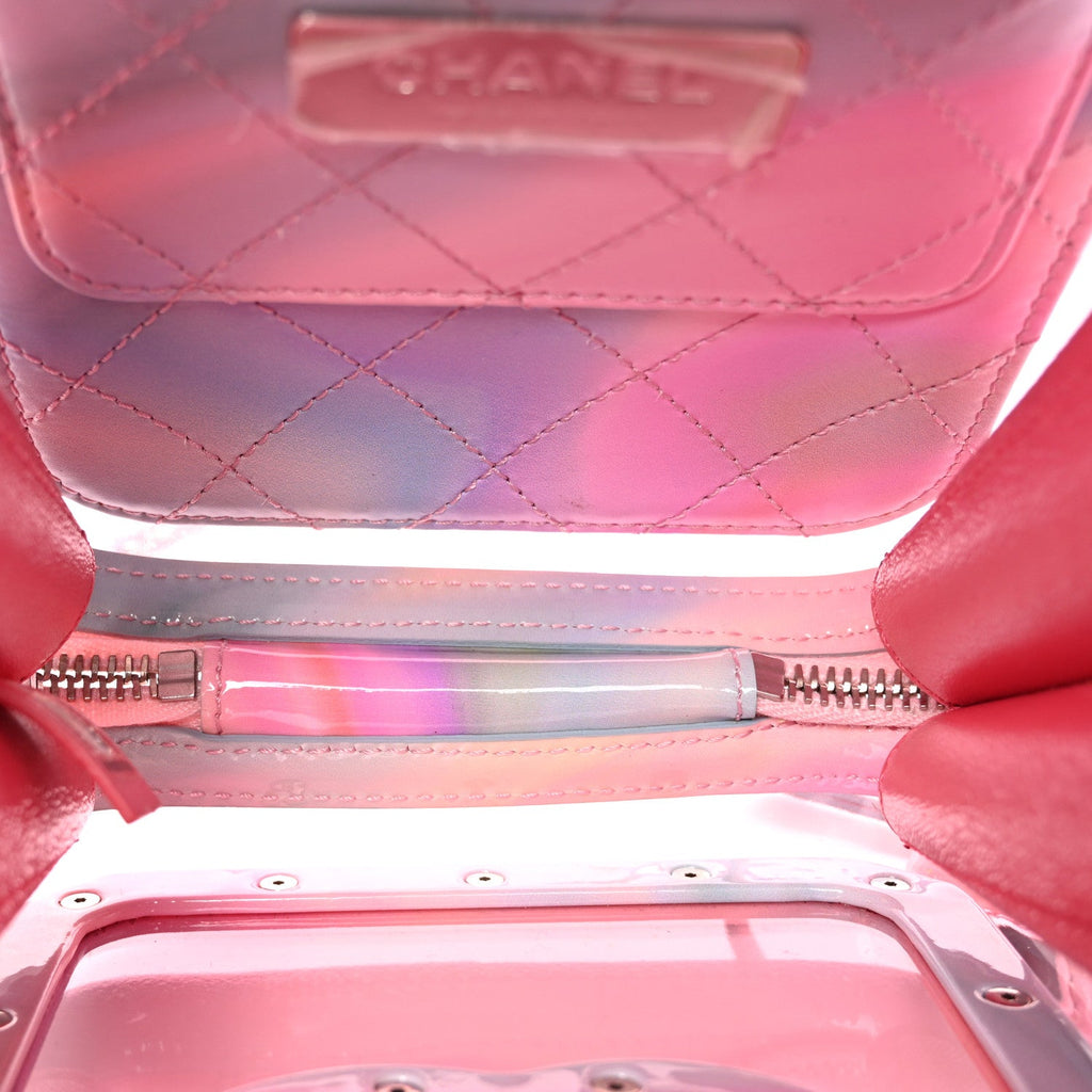 PVC Patent Calfskin Patent Lambskin Vertical Vanity Case Pink