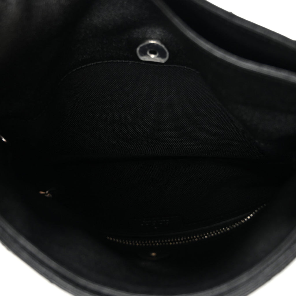 Sakai Be Green Calfskin Diagonal Stitched Small Blondie Tote  Black
