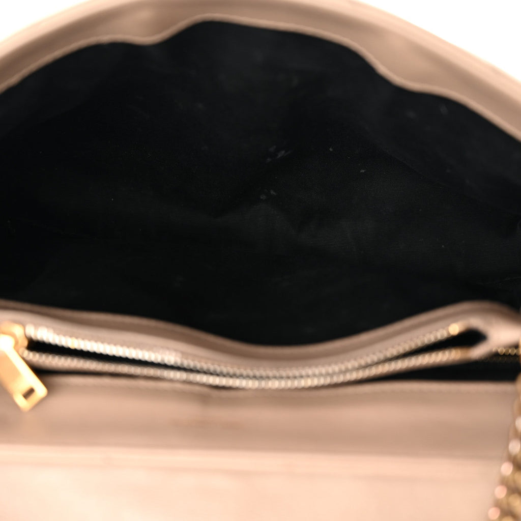 Calfskin Y Quilted Monogram Medium Loulou Chain Satchel Dark Beige