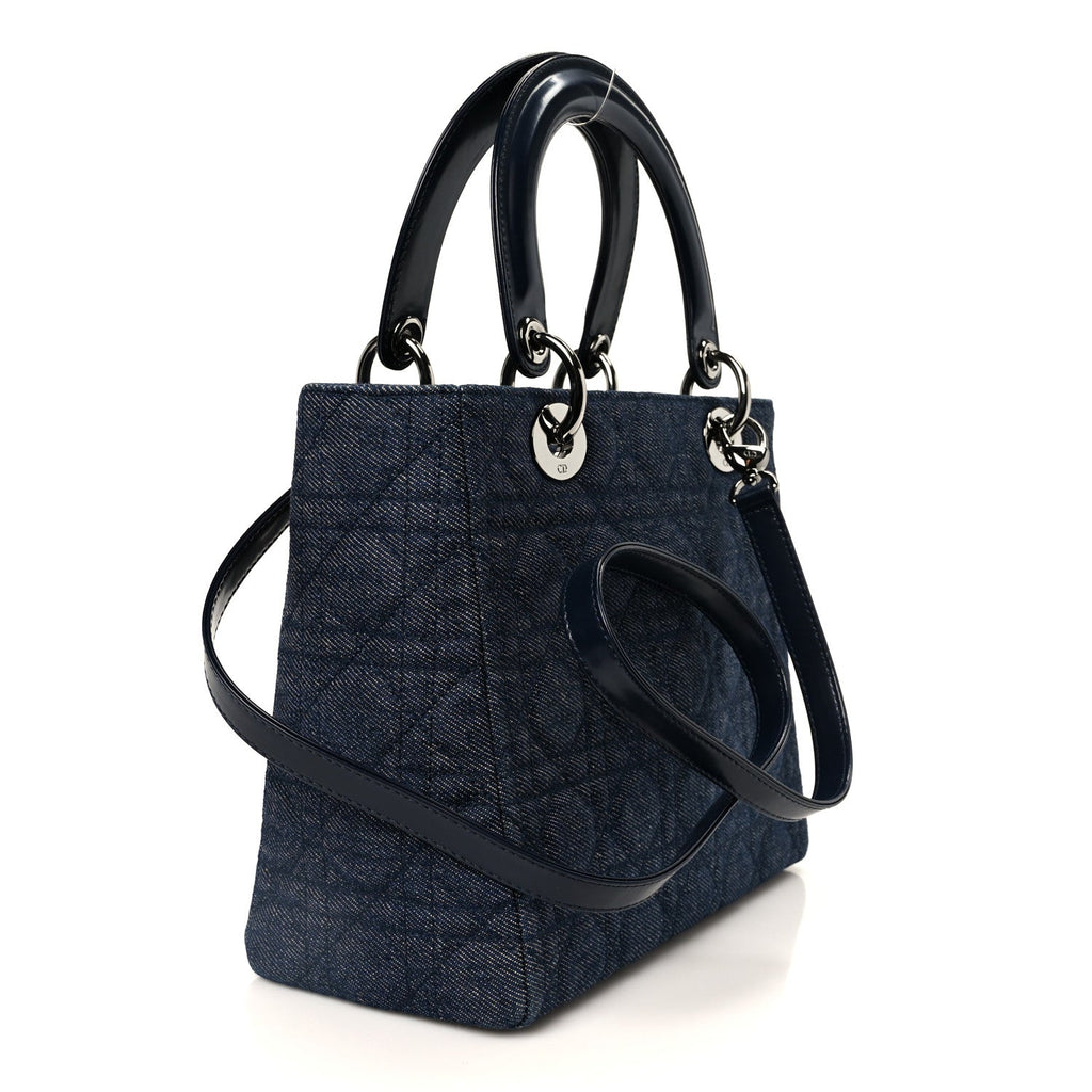 Denim Cannage Medium Lady Dior Blue Black Blue Black