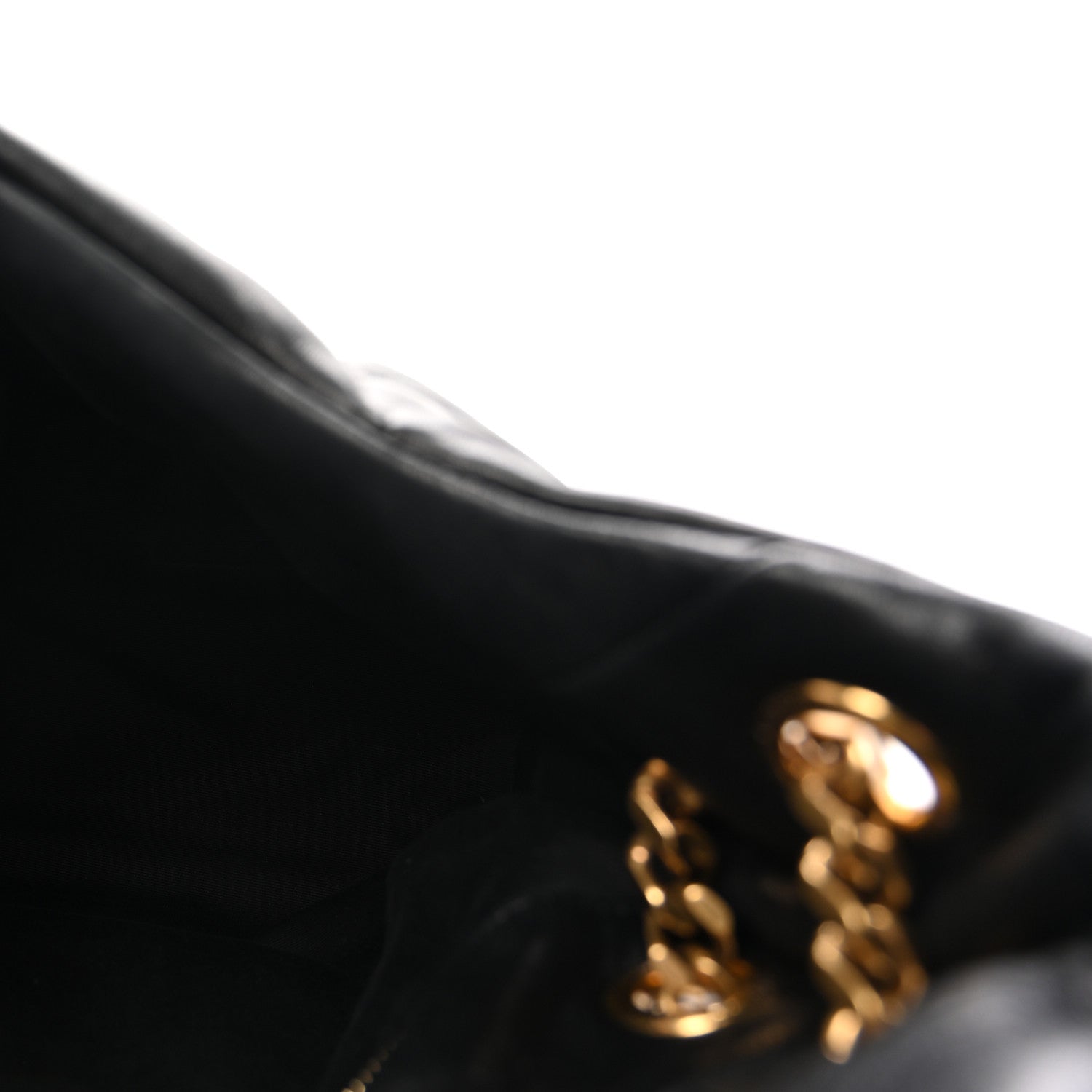 Lambskin Quilted Medium Loulou Puffer Monogram Chain Satchel Black