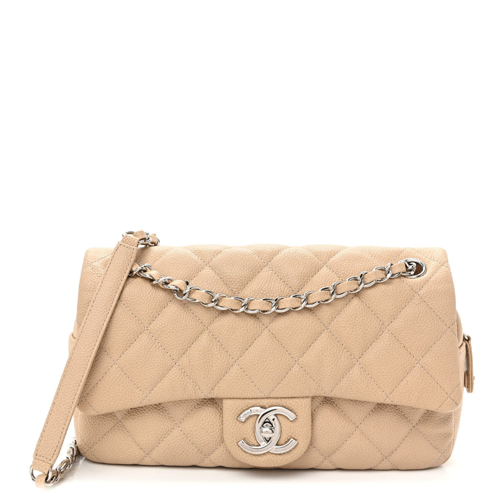 Caviar Quilted Medium Easy Flap Beige