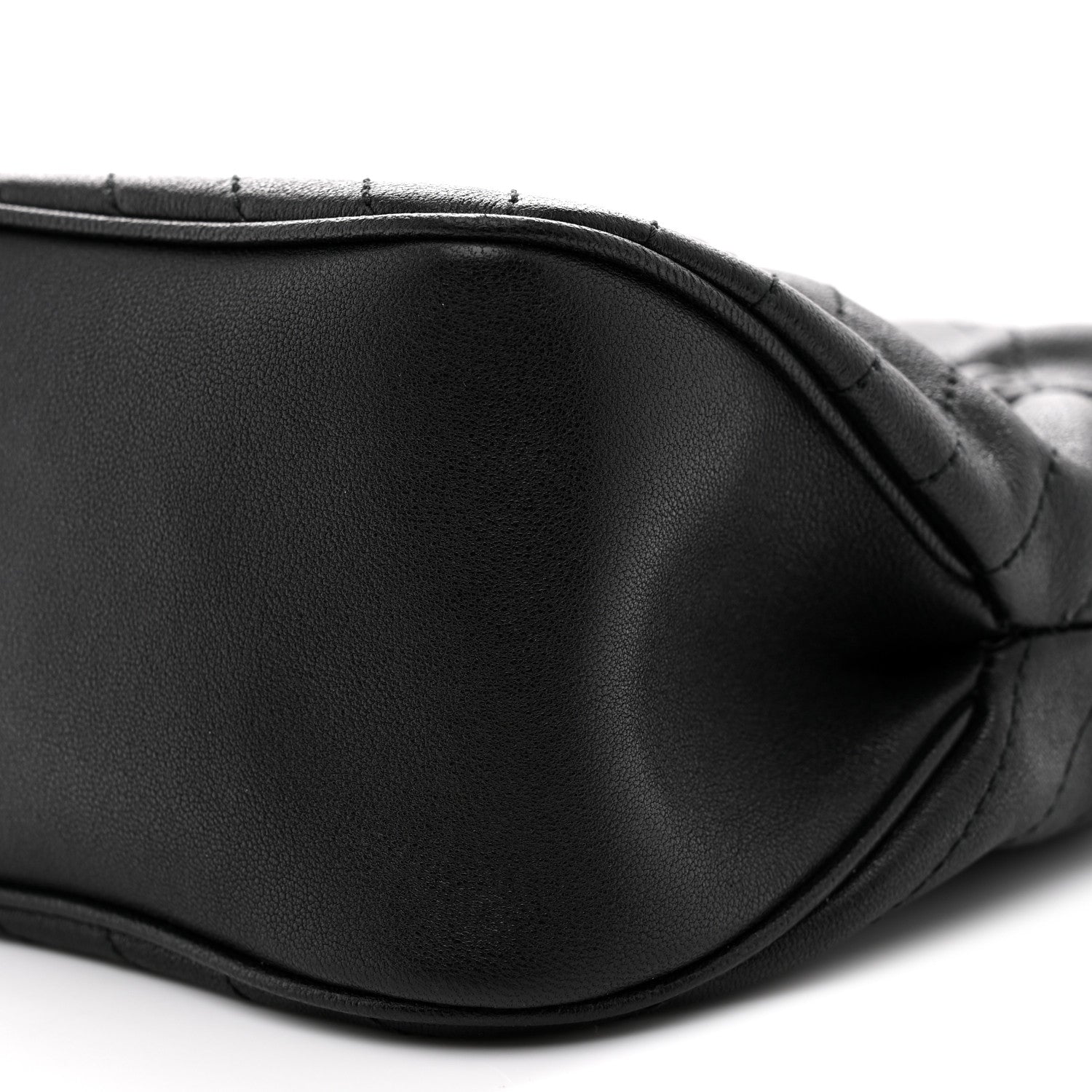 Sakai Be Green Calfskin Diagonal Stitched Mini Blondie Bucket Bag Black