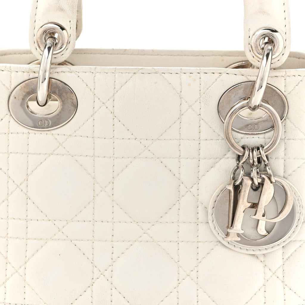 Lambskin Cannage Mini Lady Dior White