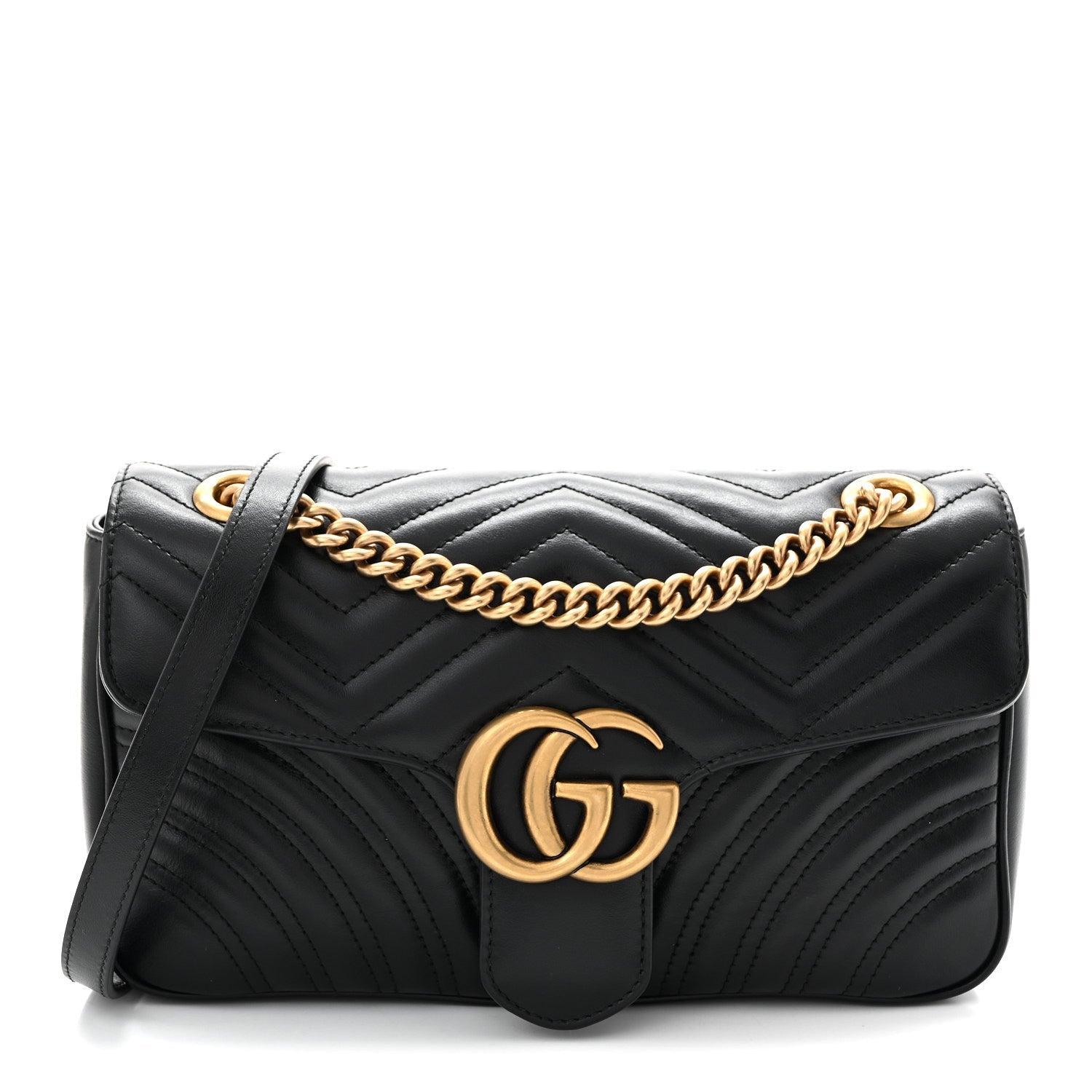 Calfskin Matelasse Small GG Marmont Shoulder Bag Black