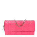 Lambskin Cannage Lady Dior Rendezvous Wallet On Chain Fuchsia