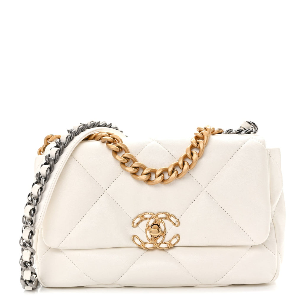 Lambskin Quilted Medium Chanel 19 Flap White