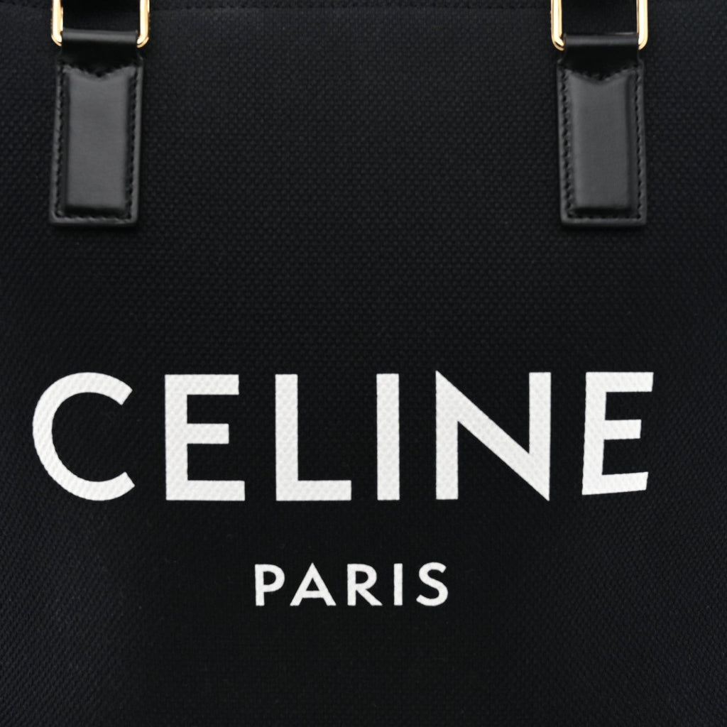 Canvas Calfskin Horizontal Cabas Black