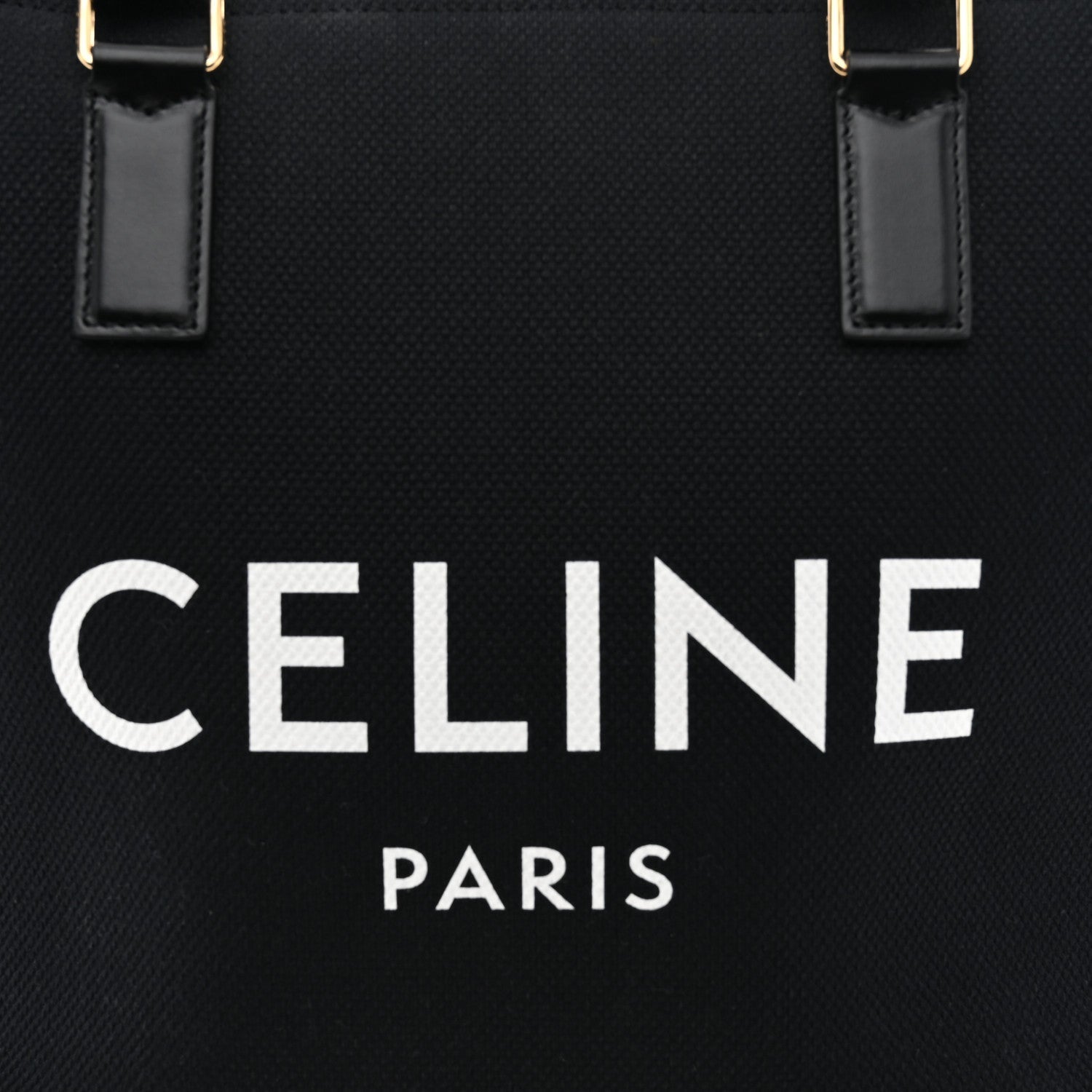 Canvas Calfskin Horizontal Cabas Black