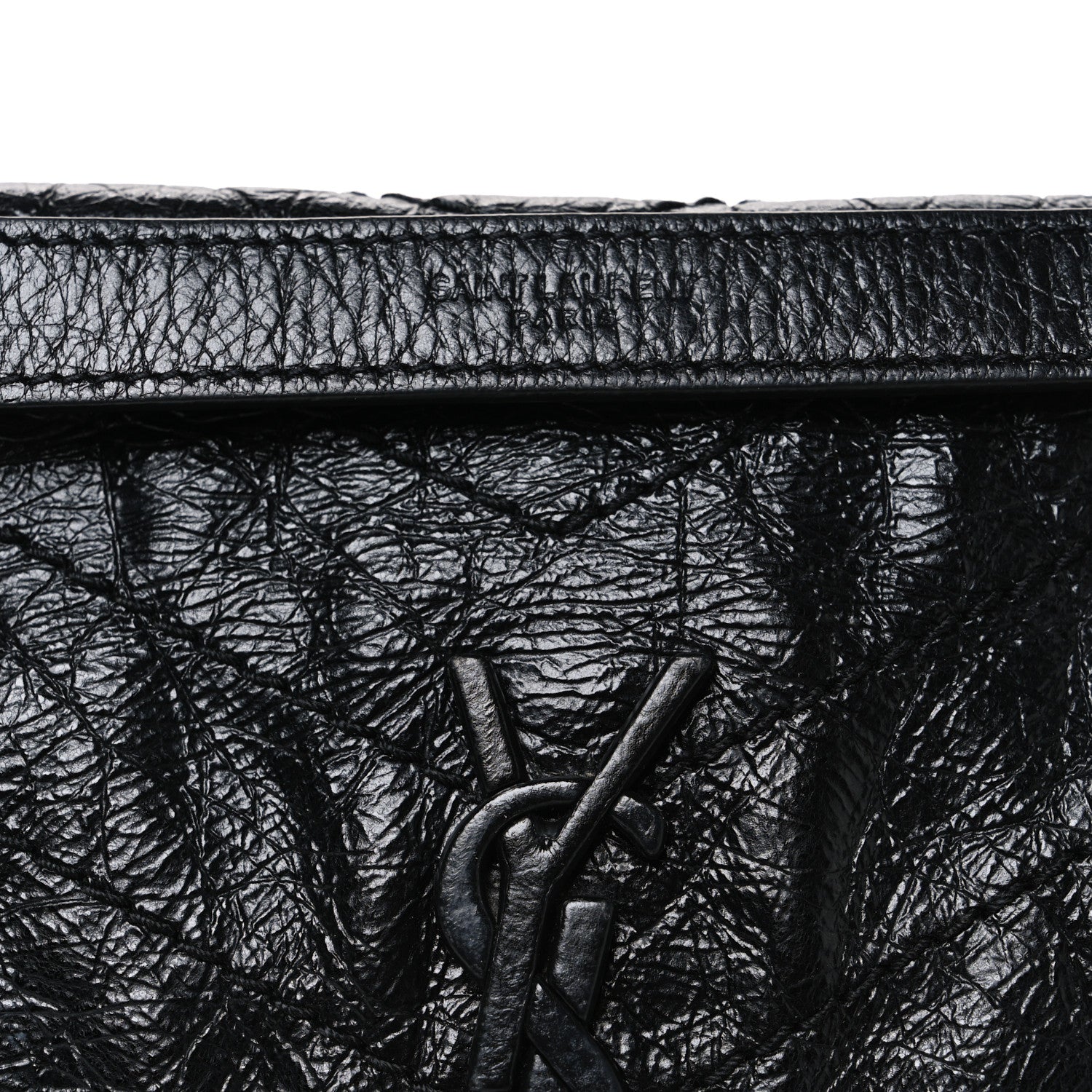 Crinkled Calfskin Matelasse Monogram Baby Niki Chain Satchel Black