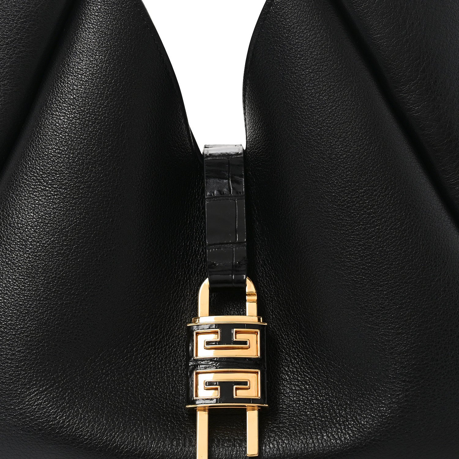 Calfskin Crocodile Embossed Medium G-Lock Hobo Black