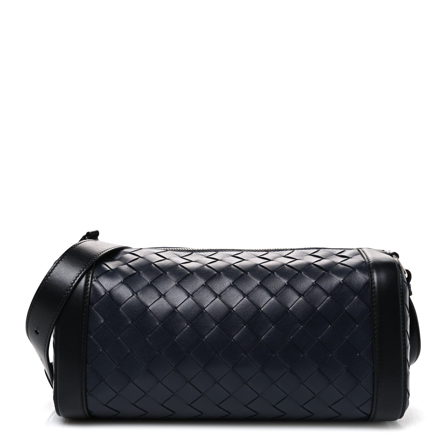 Lambskin Intrecciato Brick Messenger Bag Navy Black