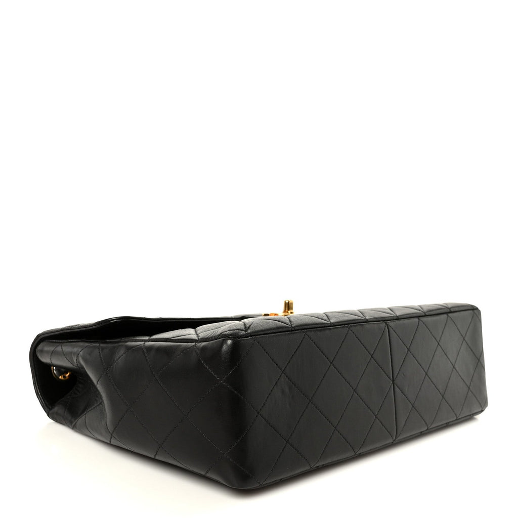 Lambskin Quilted Jumbo Single Flap Black