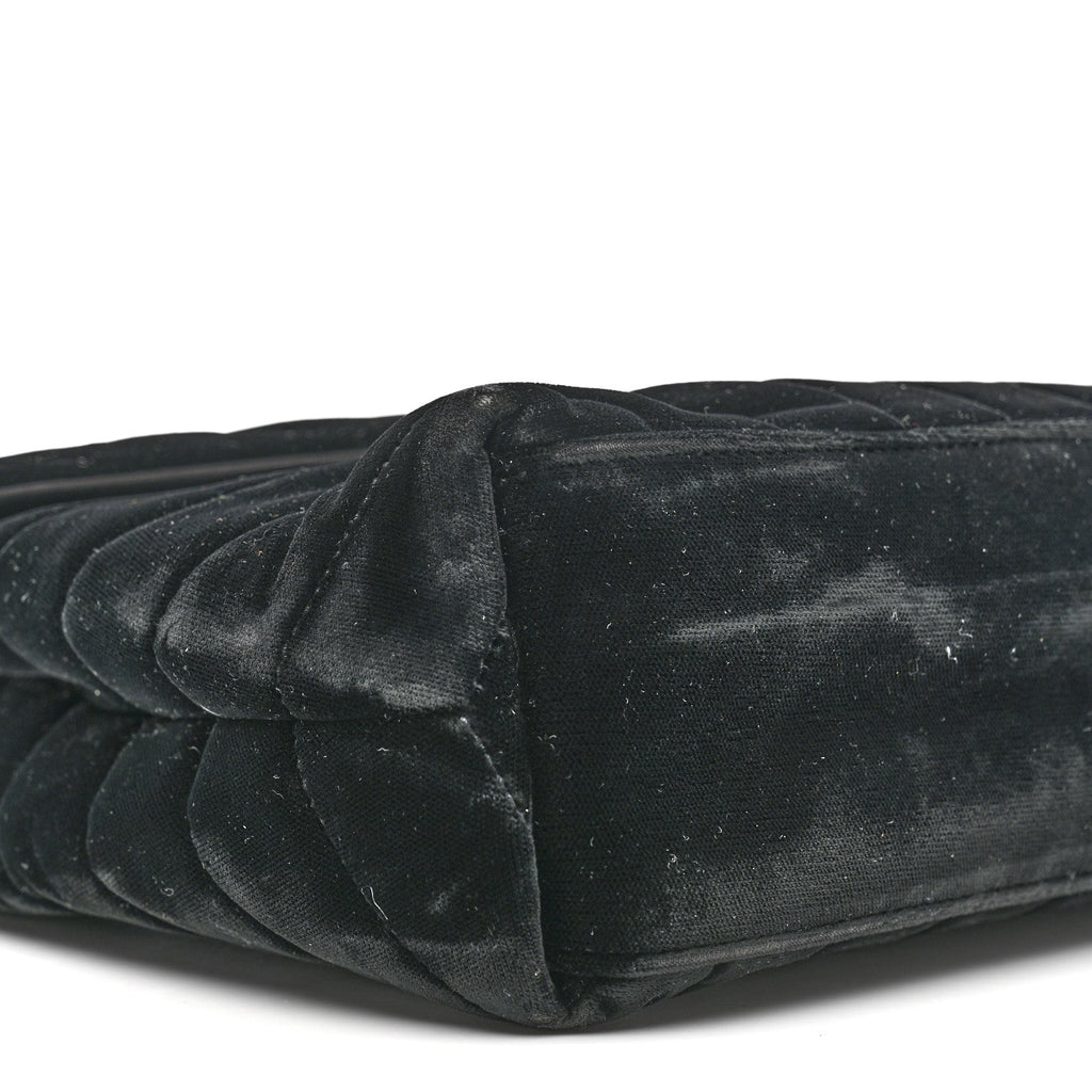 Velvet Y Quilted Monogram Small Loulou Chain Satchel Black