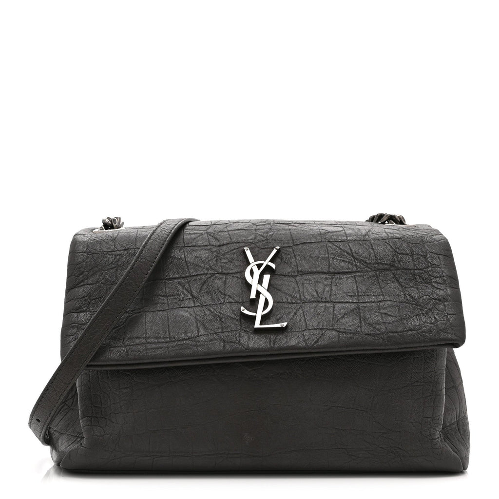 Calfskin Crocodile Embossed Medium West Hollywood Monogram Fold-Over Earth