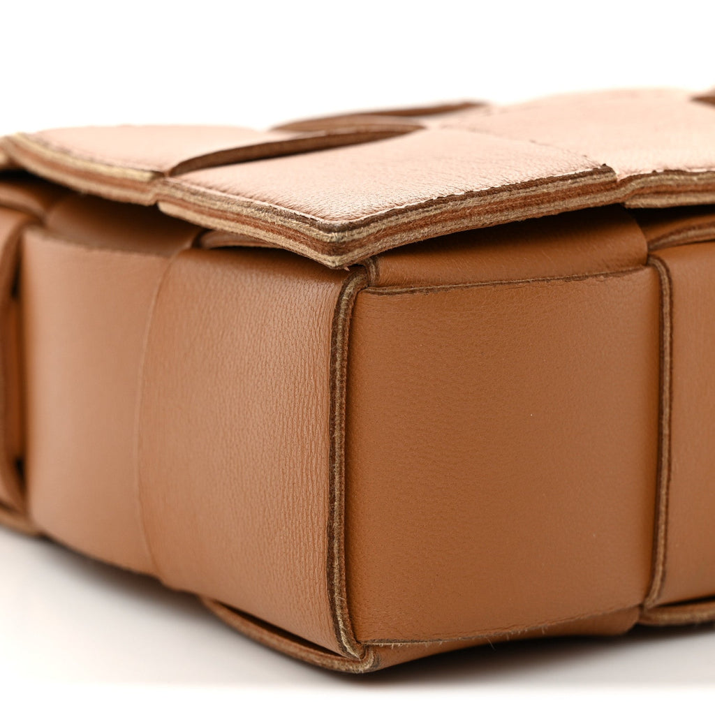 Lambskin Maxi Intrecciato Cassette Crossbody Bag Caramel