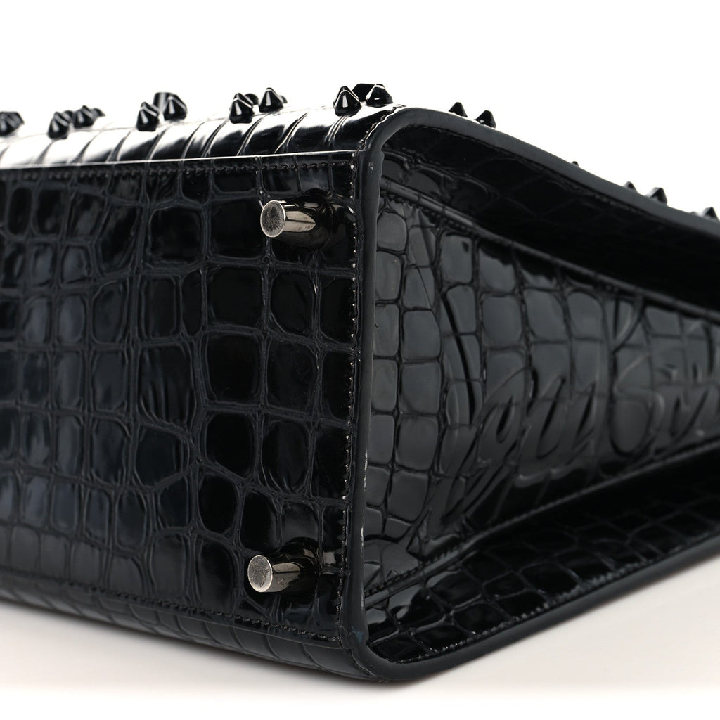Calfskin Crocodile Embossed Studded Medium Paloma S Black