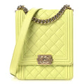 Calfskin Quilted North South Boy Flap Light Green