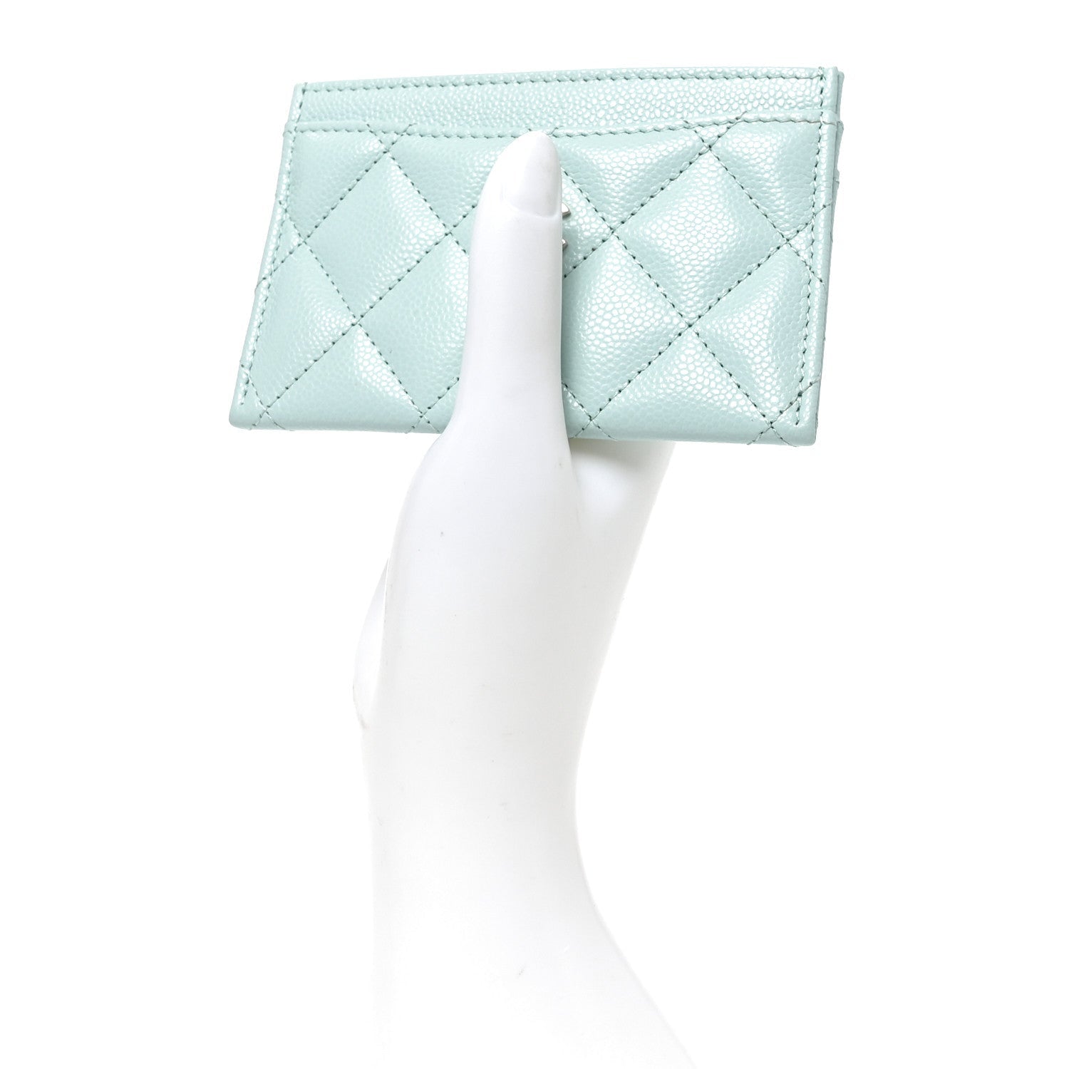 Caviar Quilted Card Holder Light Blue