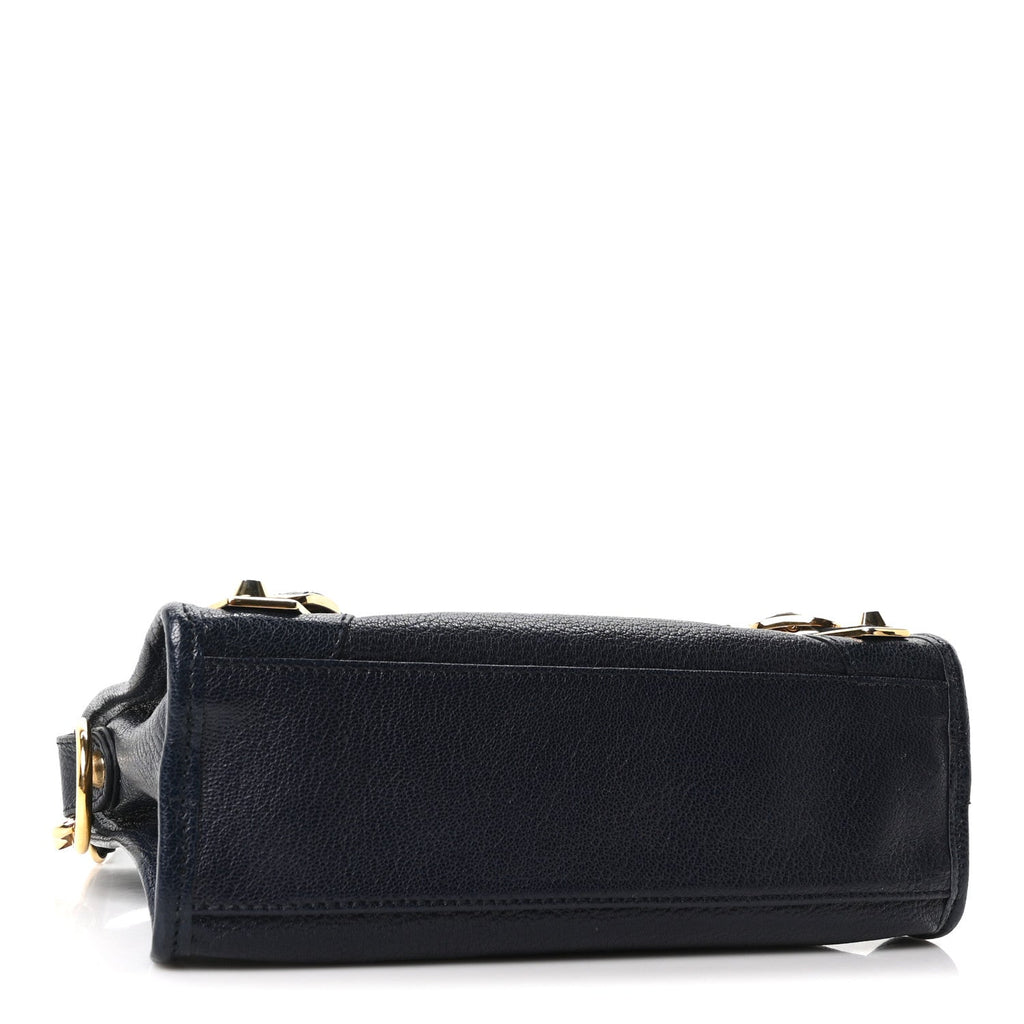 Chevre Gold Metallic Edge Hardware Mini City Bleu Nuit
