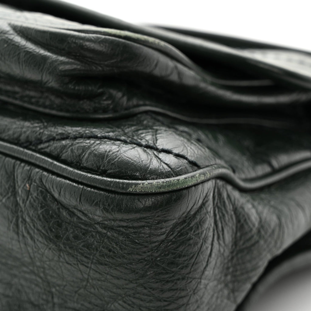 Crinkled Lambskin Matelasse Monogram Medium Niki Chain Satchel Dark Green
