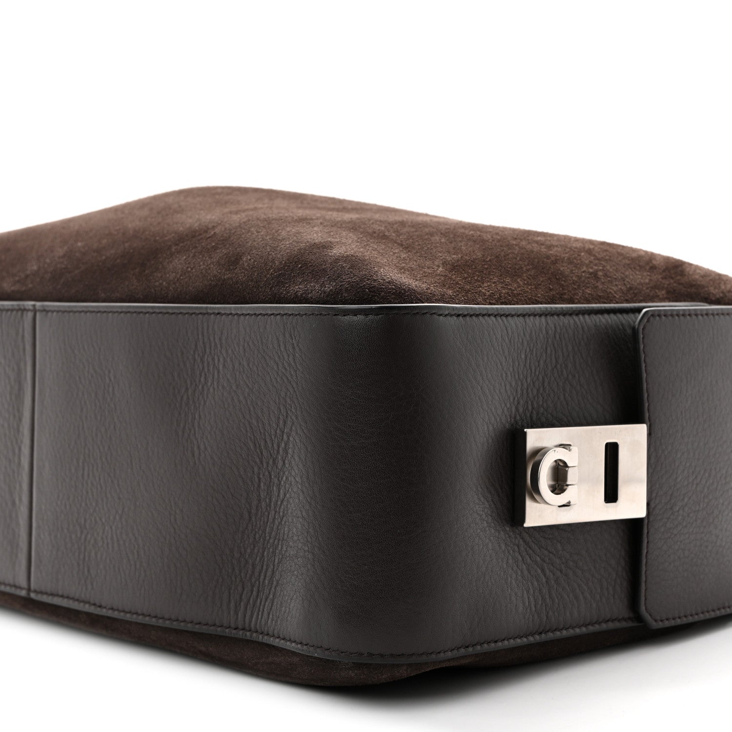 Suede Calfskin Gancini Twins Slouchy Crossbody Bag Brown