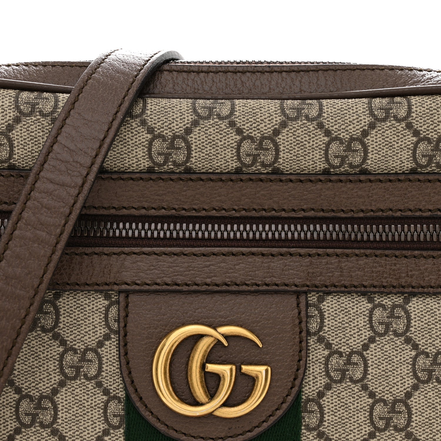 GG Supreme Monogram Web Small Ophidia Messenger Bag Brown