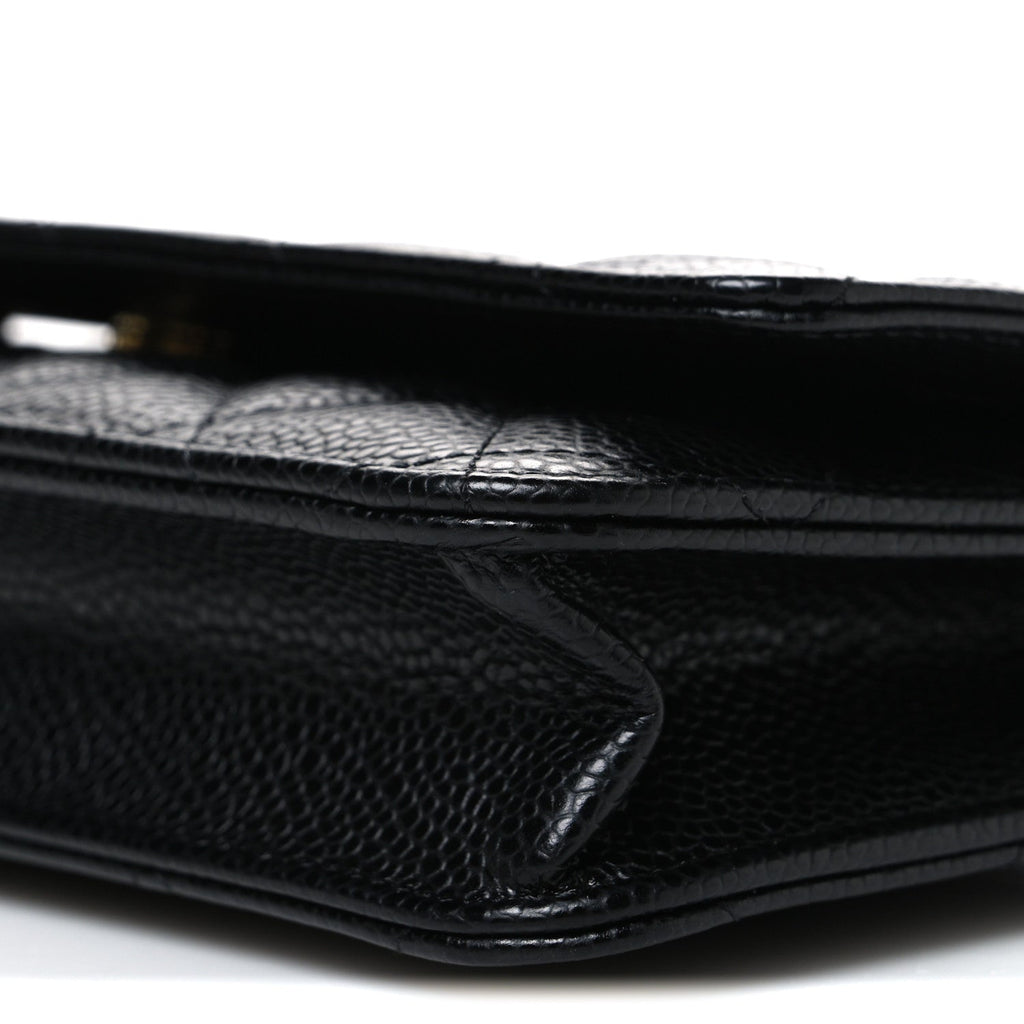 Caviar Quilted Wallet on Chain WOC Black