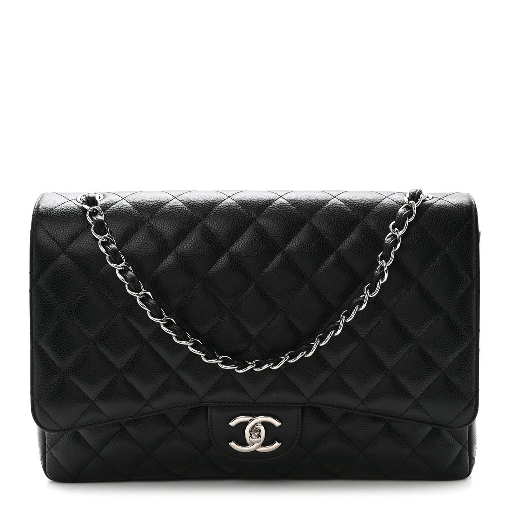 Caviar Quilted Maxi Double Flap Black