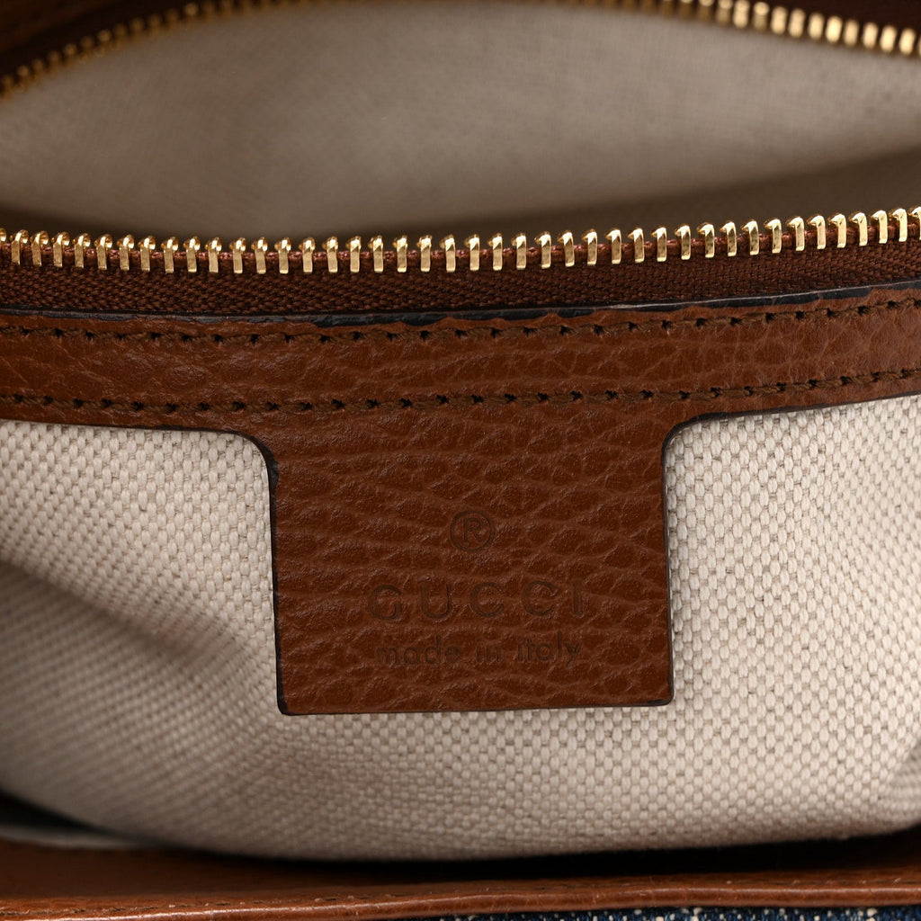 New Denim GG Monogram Dollar Calfskin Medium Jackie 1961 Tote Blue Tea Cuir Epilog