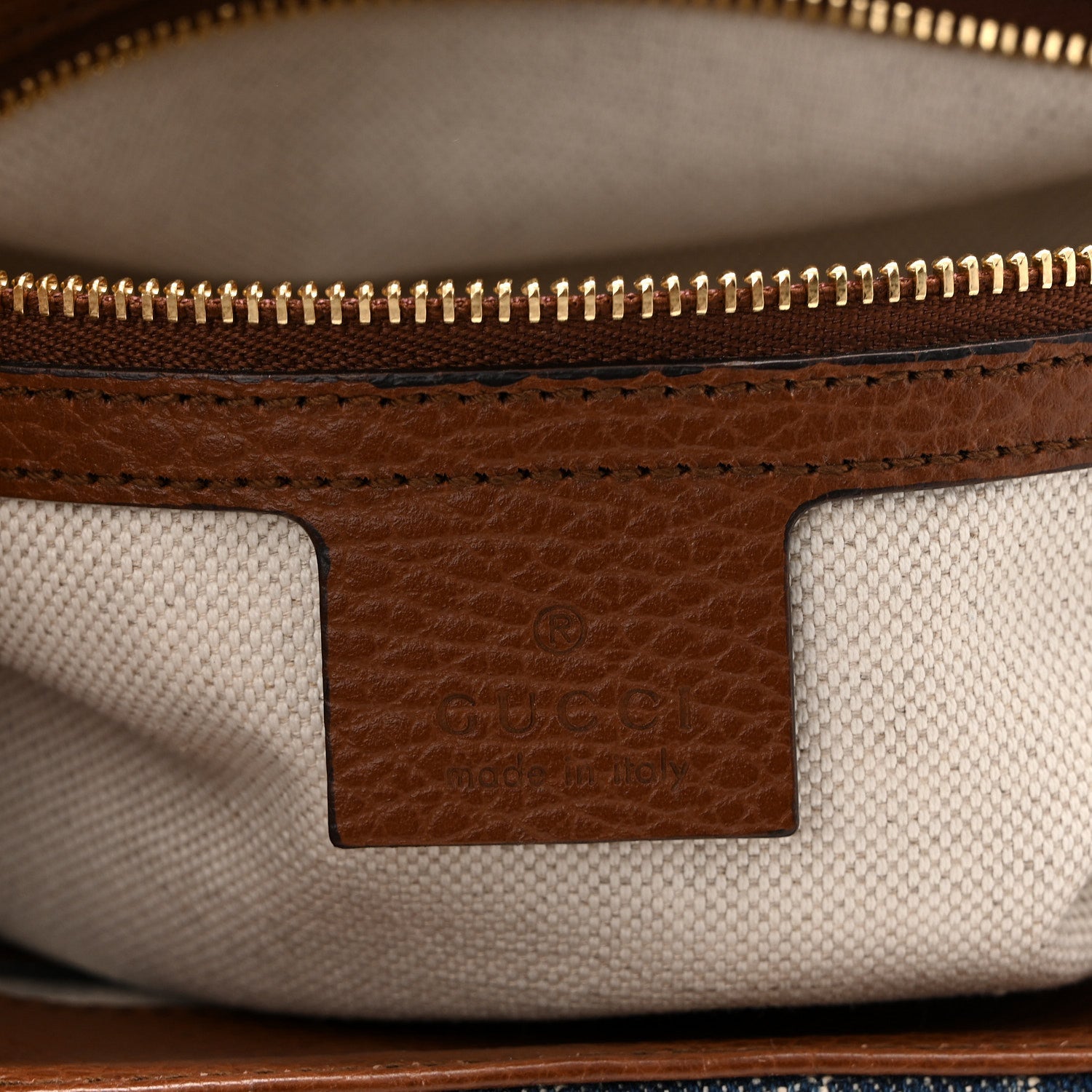 New Denim GG Monogram Dollar Calfskin Medium Jackie 1961 Tote Blue Tea Cuir Epilog