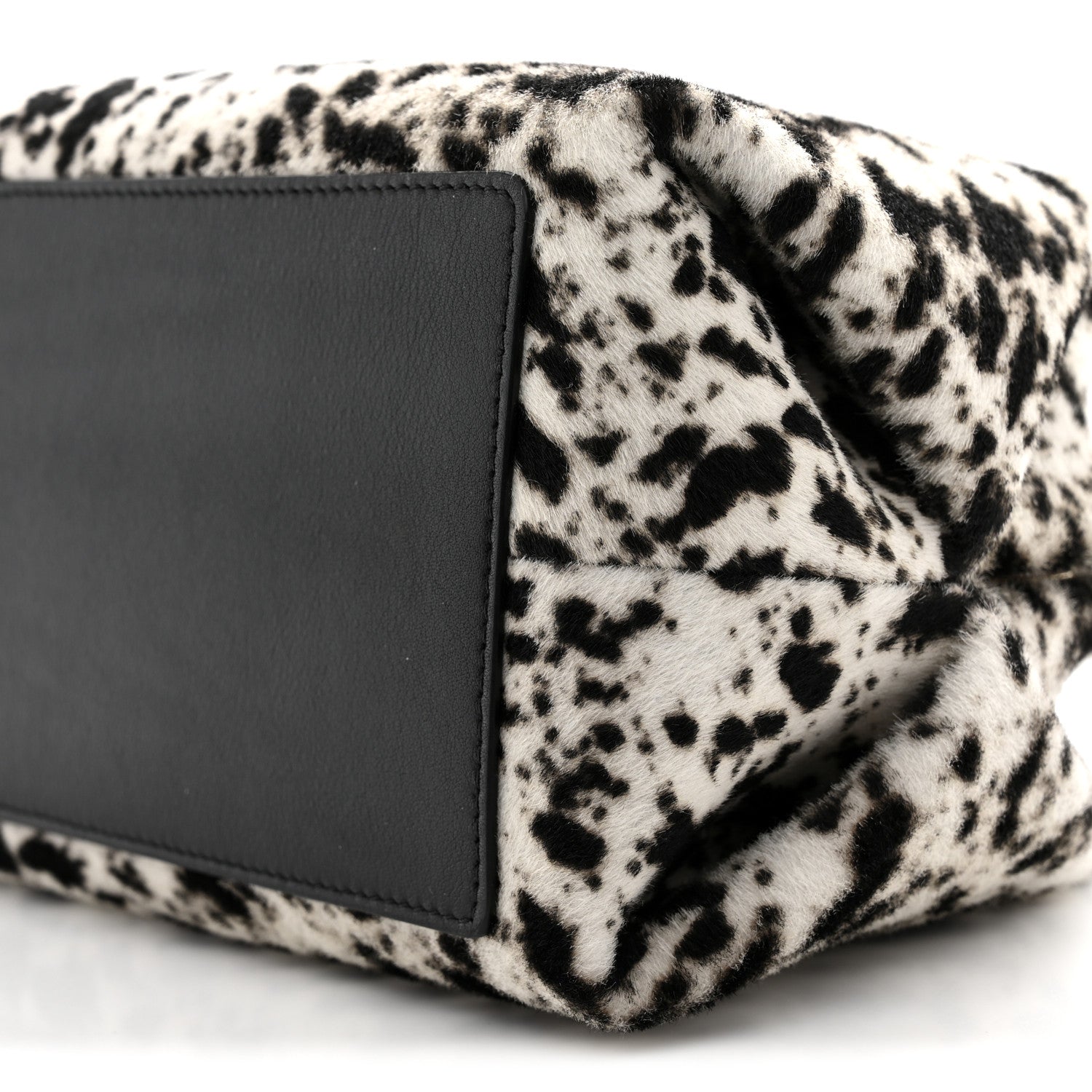Lambskin Pony Hair Printed Clutch With Chain Black White