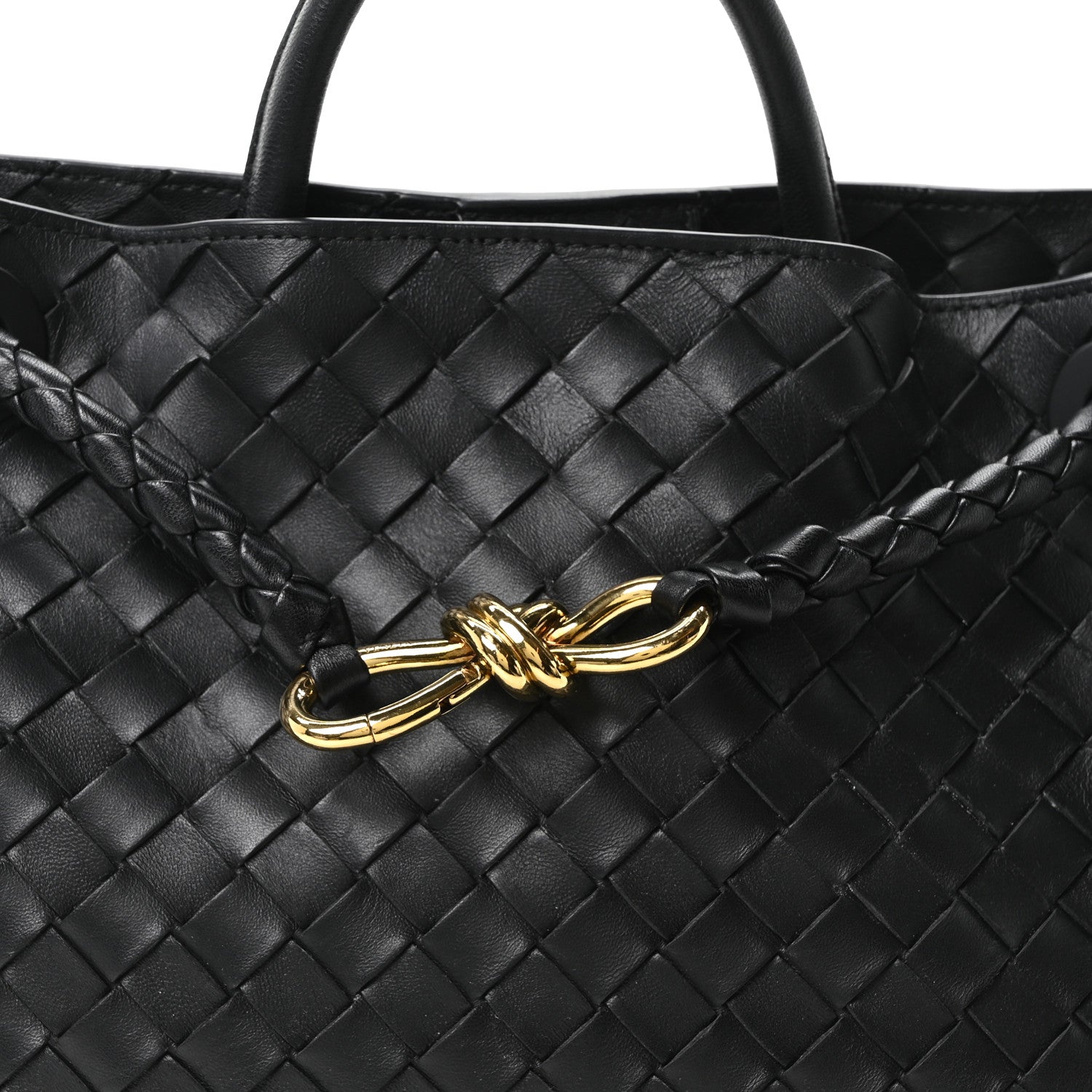 Nappa Intrecciato Medium Andiamo Shoulder Bag Black
