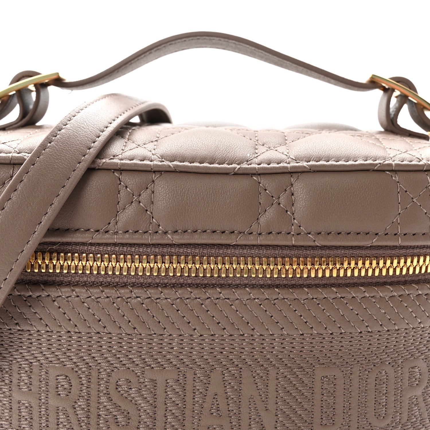Lambskin Cannage Small Diortravel Vanity Case Warm Taupe
