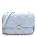Lambskin Quilted Chain Around Flap Light Grey