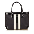 Gucci Canvas and Patent Leather Striped Tote Bag