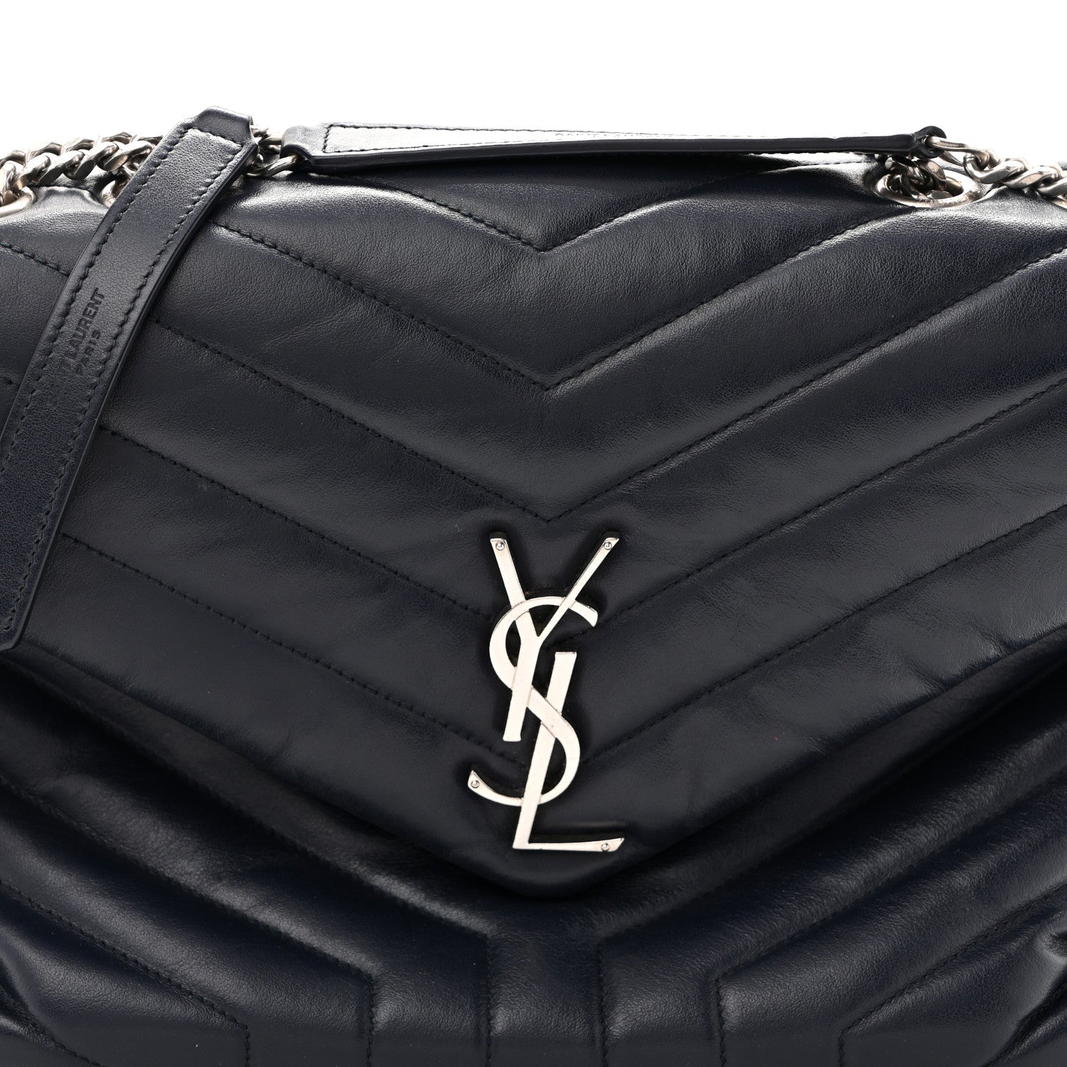 Calfskin Y Quilted Monogram Medium Loulou Chain Satchel Medium Blue