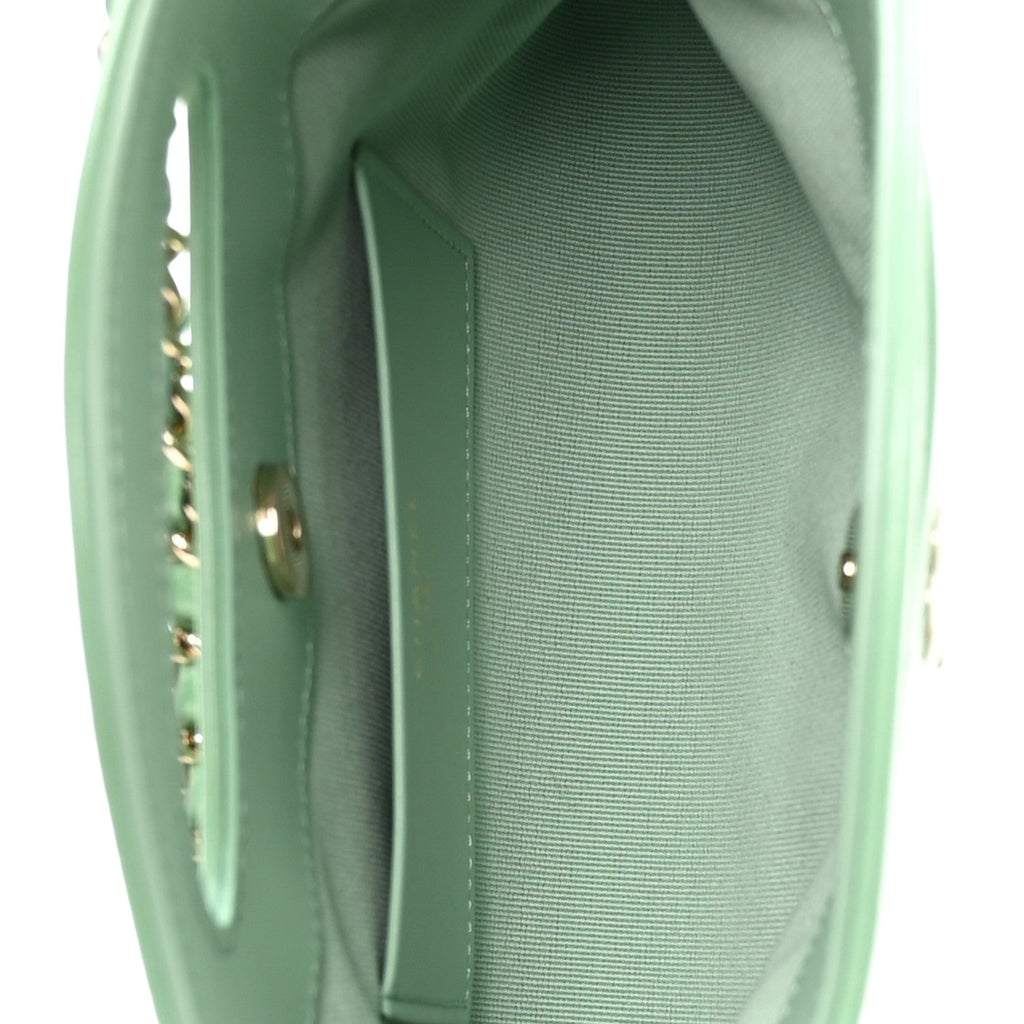 Shiny Crumpled Calfskin Quilted Nano 31 Shopping Bag Light Green