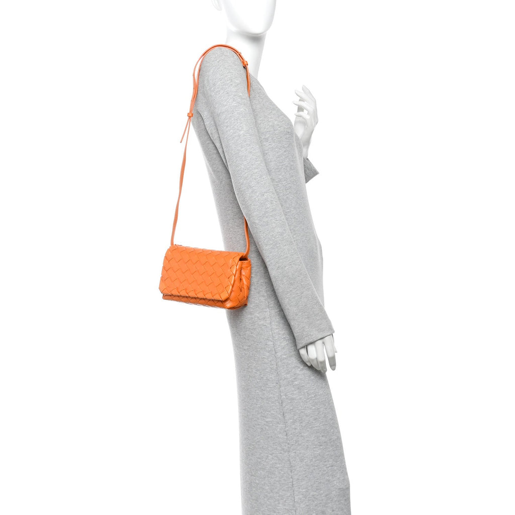 Nappa Intrecciato Mini Crossbody Tangerine