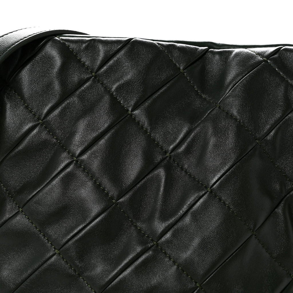 Calfskin Quilted Flamenco Knot Clutch Verde