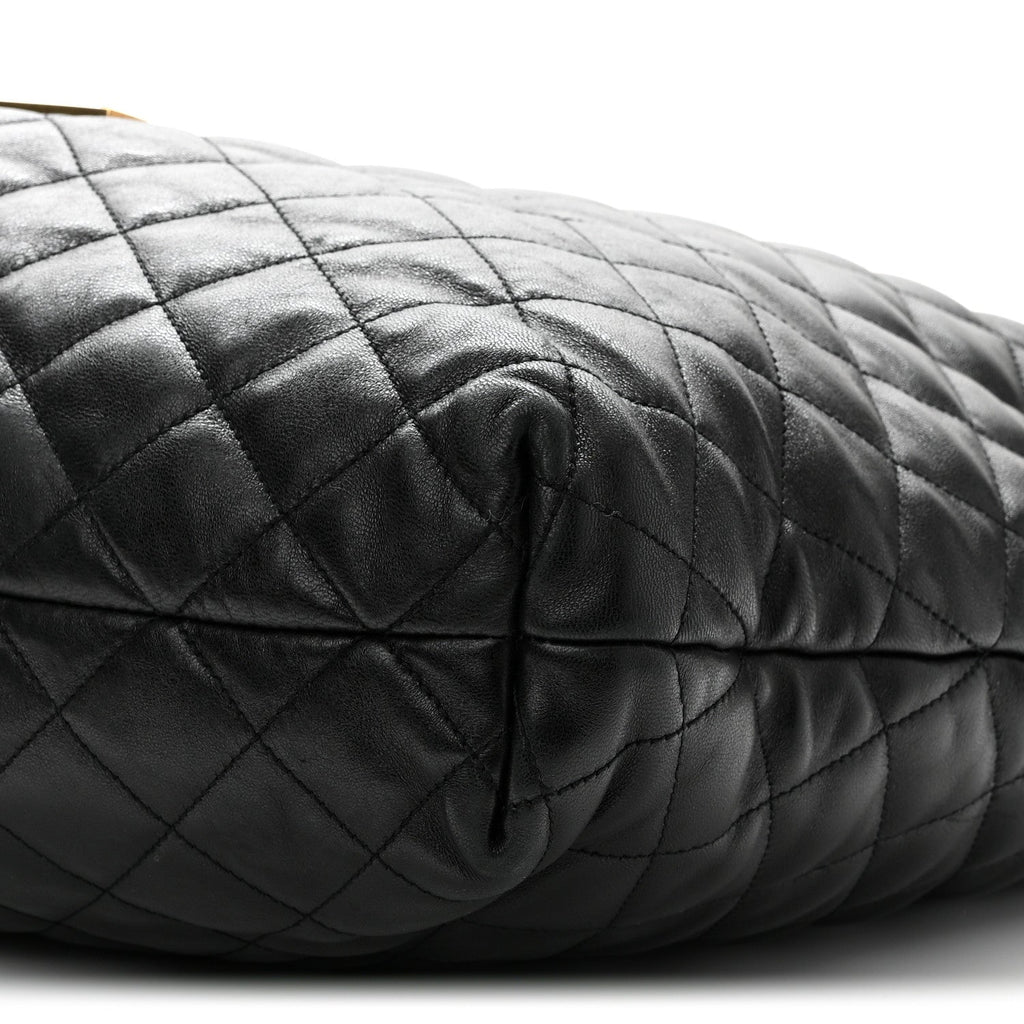 Lambskin Quilted Maxi Icare Shopping Tote Black