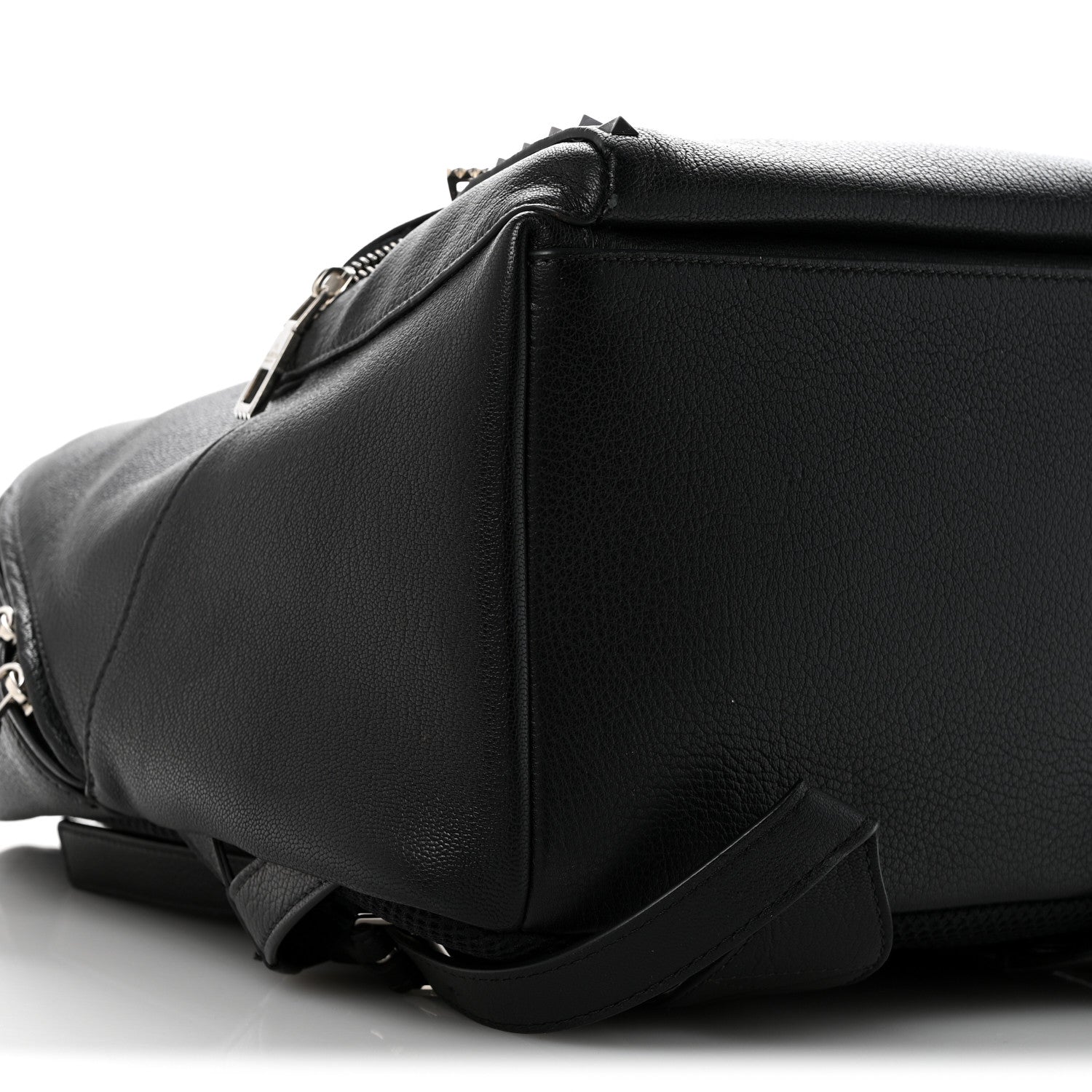 Grained Calfskin Rockstud Backpack Black