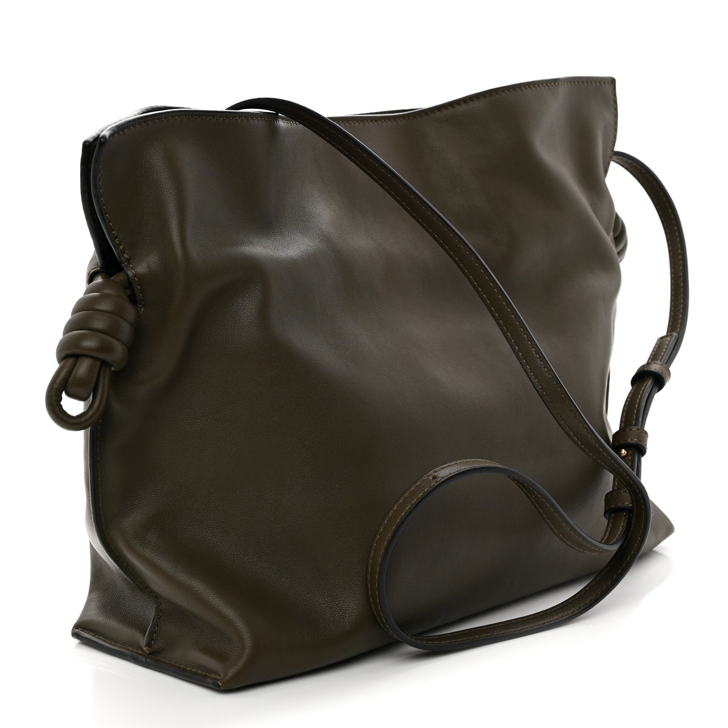 Nappa Flamenco Knot Clutch Dark Khaki
