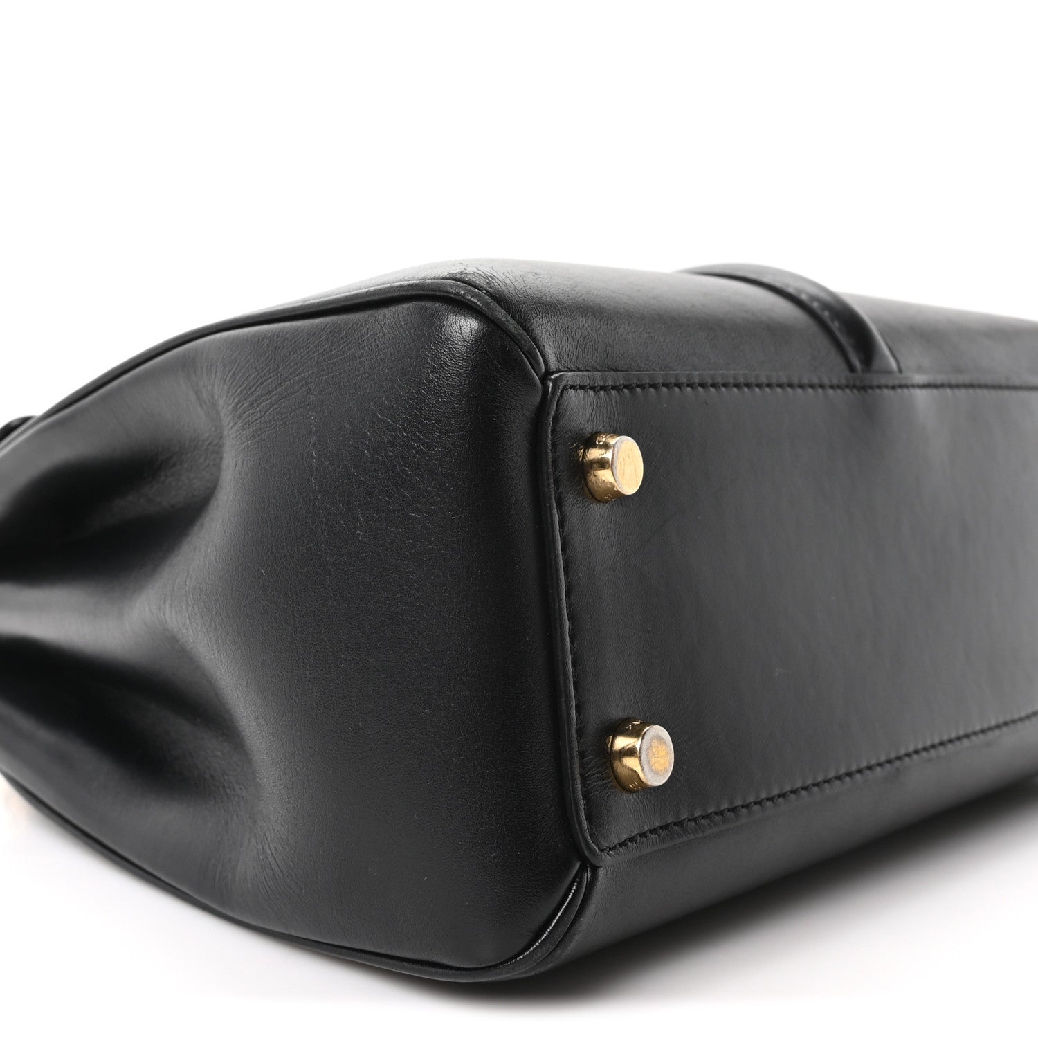 Satinated Calfskin Small 16 Top Handle Bag Black