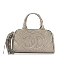 Metallic Caviar Quilted Timeless Bowler Silver
