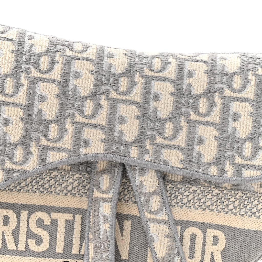 Oblique Embroidered Saddle Bag Gray