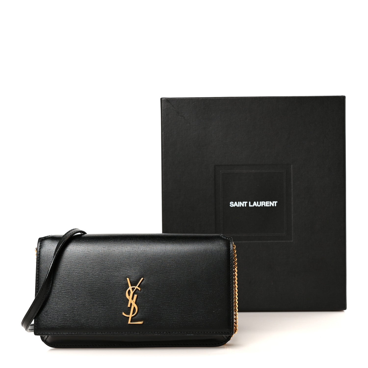 Grained Calfskin Monogram Phone Holder Crossbody Black